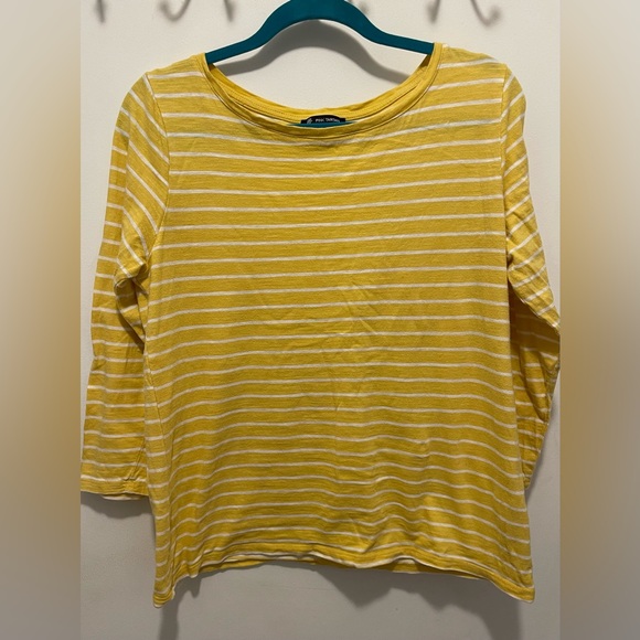 Pink tartan cotton top yellow with white stripes Medium sz. Pink tartan designer - Picture 2 of 10